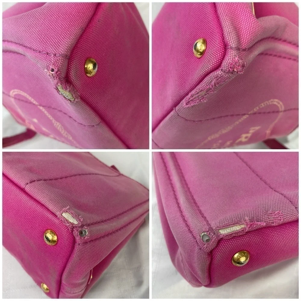 Prada Pink Canapa Tote Handbag Designer Logo Spring